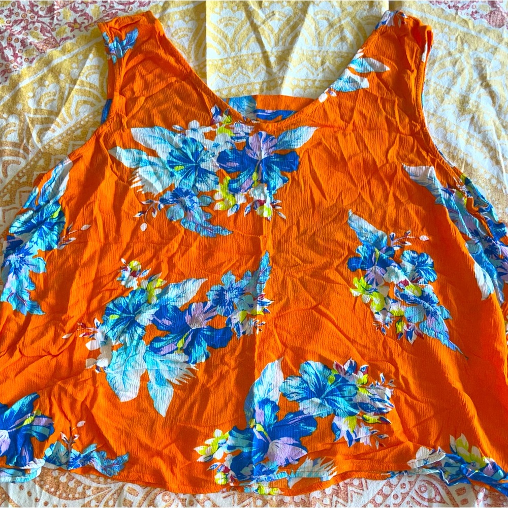 Orange Floral Tank Top